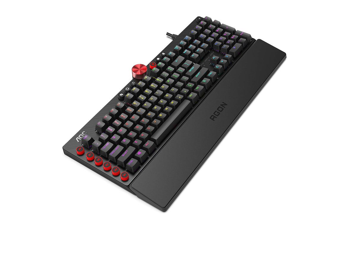 AOC AGON AKG700 Teclado de gaming - Teclado para PC con distribución en alemán e interruptores Cherry MX Red, Anti-Ghosting, N-Key Rollover y software programable AOC G-Tools, negro
