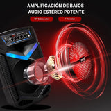 Pyle sistema de altavoces, PA, 600W, Bluetooth, portatil, recargable, exteriores, subwoofer de 10”, Tweeter de 1”, función de grabación, micrófono, luces de fiesta, Radio USB/SD