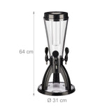 Relaxdays Columna Torre de Cerveza con 3 Grifos, 4 L, Dispensador de Bebidas con Enfriador, Beer Tower, Transparente y Negro