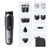 Braun Recortadora Todo En Uno Series 7 AIO7545, Kit De Styling 12en1 Para Barba, Pelo, Orejas, Nariz y Cuerpo, 14 Longitudes, 120 Min De Autonomía, Gris, El embalaje puede variar