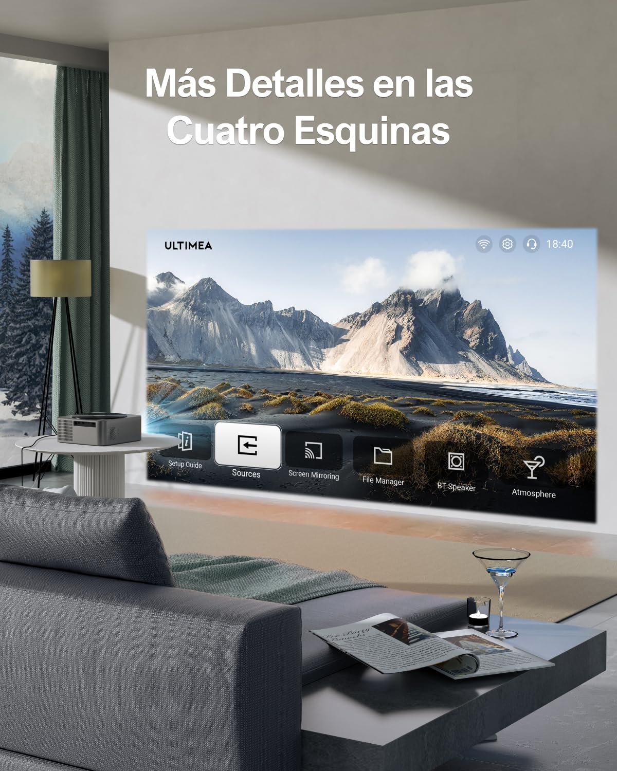 ULTIMEA Proyector Full HD 1080P Nativo con Auto Focus/Keystone, Proyector 4K Supporto Cine en Casa 21000Lux, Proyector 5G WiFi Bluetooth, Proyectores Cinema para iOS Android Phone/TV Stick/Laptop