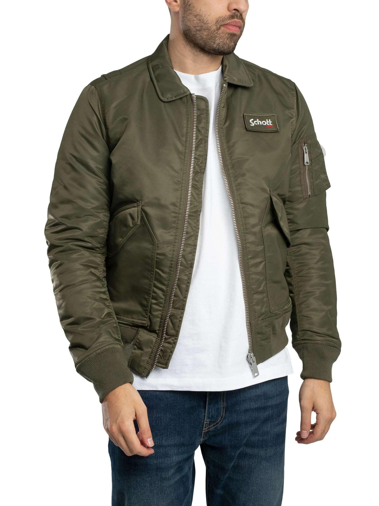 Schott NYC 210100RS, Chaqueta para Hombre, Kaki Del Ejército, M