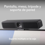Logitech MeetUp 2 USB todo en uno para salas de conferencias, barra de vídeo compacta con funciones de inteligencia artificial integradas, funciona con Microsoft Teams, Zoom Rooms y Google Meet