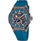 Lotus Reloj Hombre 18946/2 Vortex con Fase Lunar Caja de Acero Inoxidable 316l Negro Correa de Caucho Azul