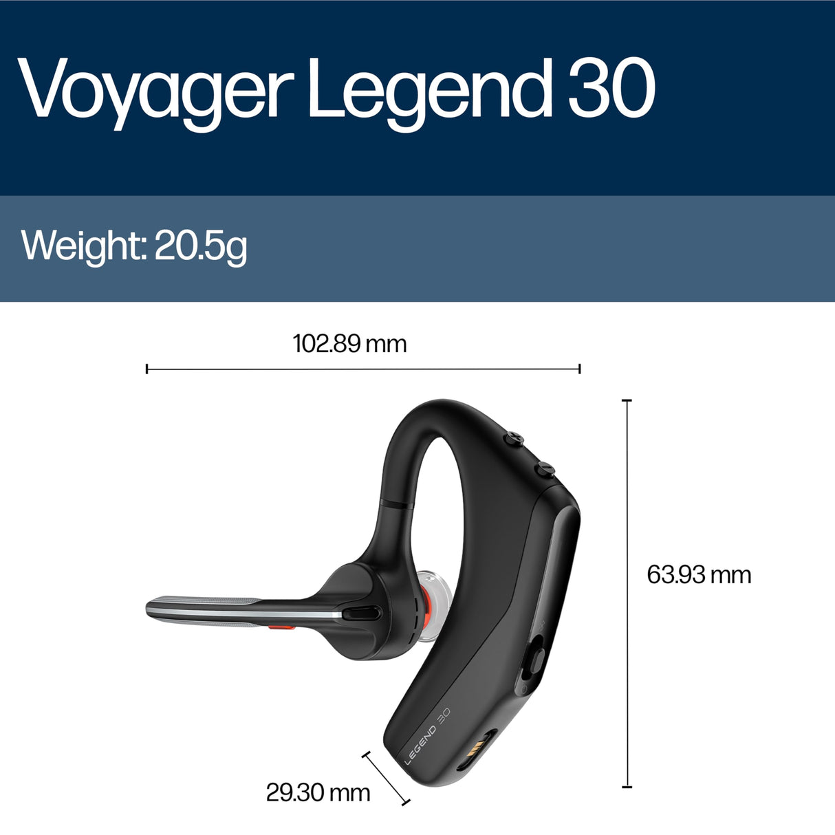 POLY Voyager Legend 50-M UC, Auricular Bluetooth con cancelación de Ruido por IA, diseño ergonómico, Control por Voz, autonomía 10 Horas, Caja de Carga, Negro