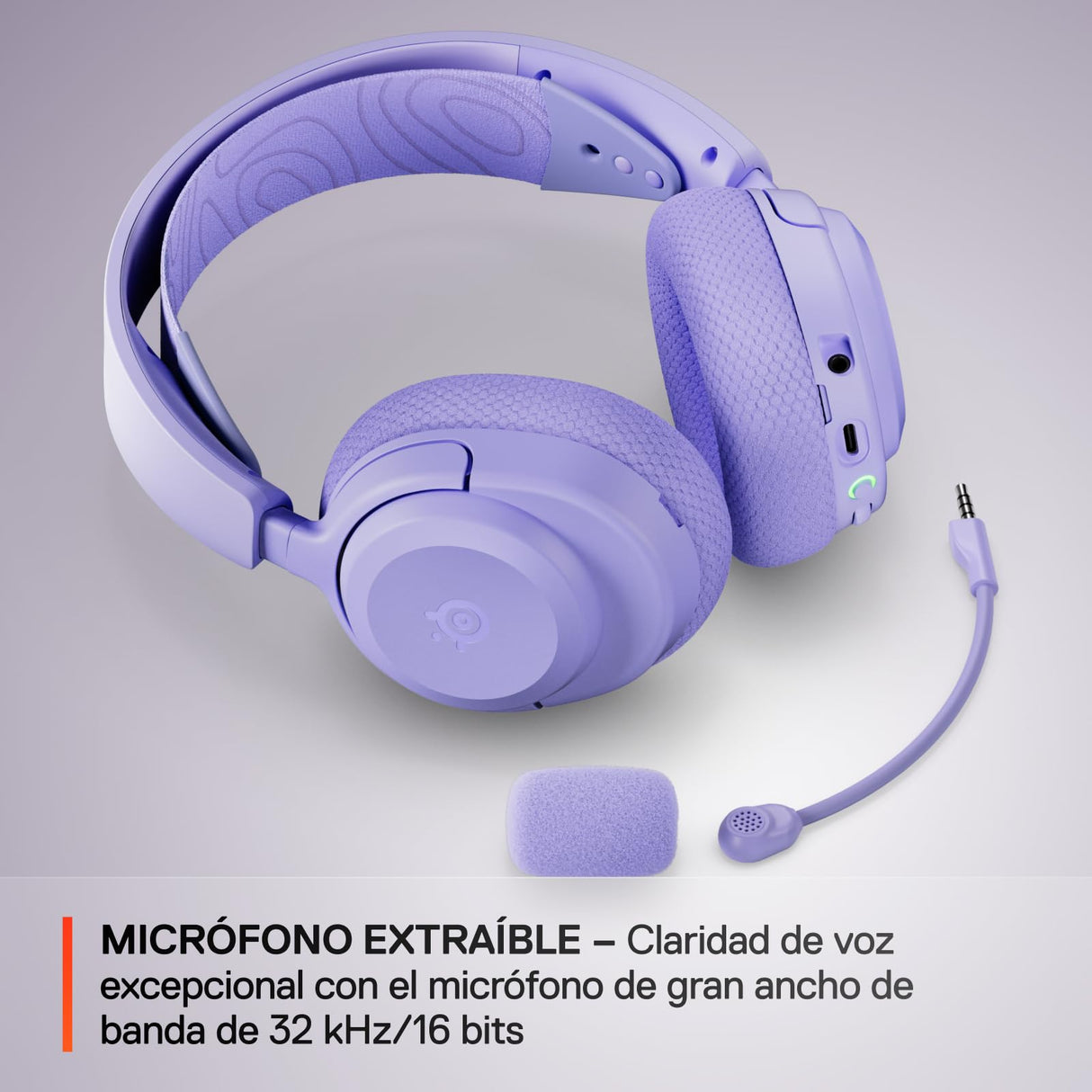 SteelSeries Arctis Nova 3P Wireless Auriculares Gaming multiplataforma - App - Batería 40h - Controladores magnéticos de neodimio - 2,4 GHz/Bluetooth - Micro extraíble - PS5, PS4, PC, Switch -Lavanda