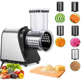 Rallador eléctrico de verduras de 250 W con gran orificio de llenado, 5 discos de acero inoxidable para verduras y queso