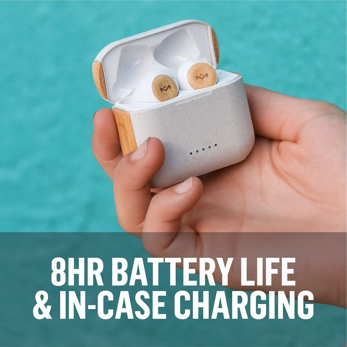 Marley Rebel Earbuds - Funciones de Audio inalámbricas, Recargables y Control táctil, 30 Horas de Tiempo de Reproducción con Estuche Elegante y portátil, Cream