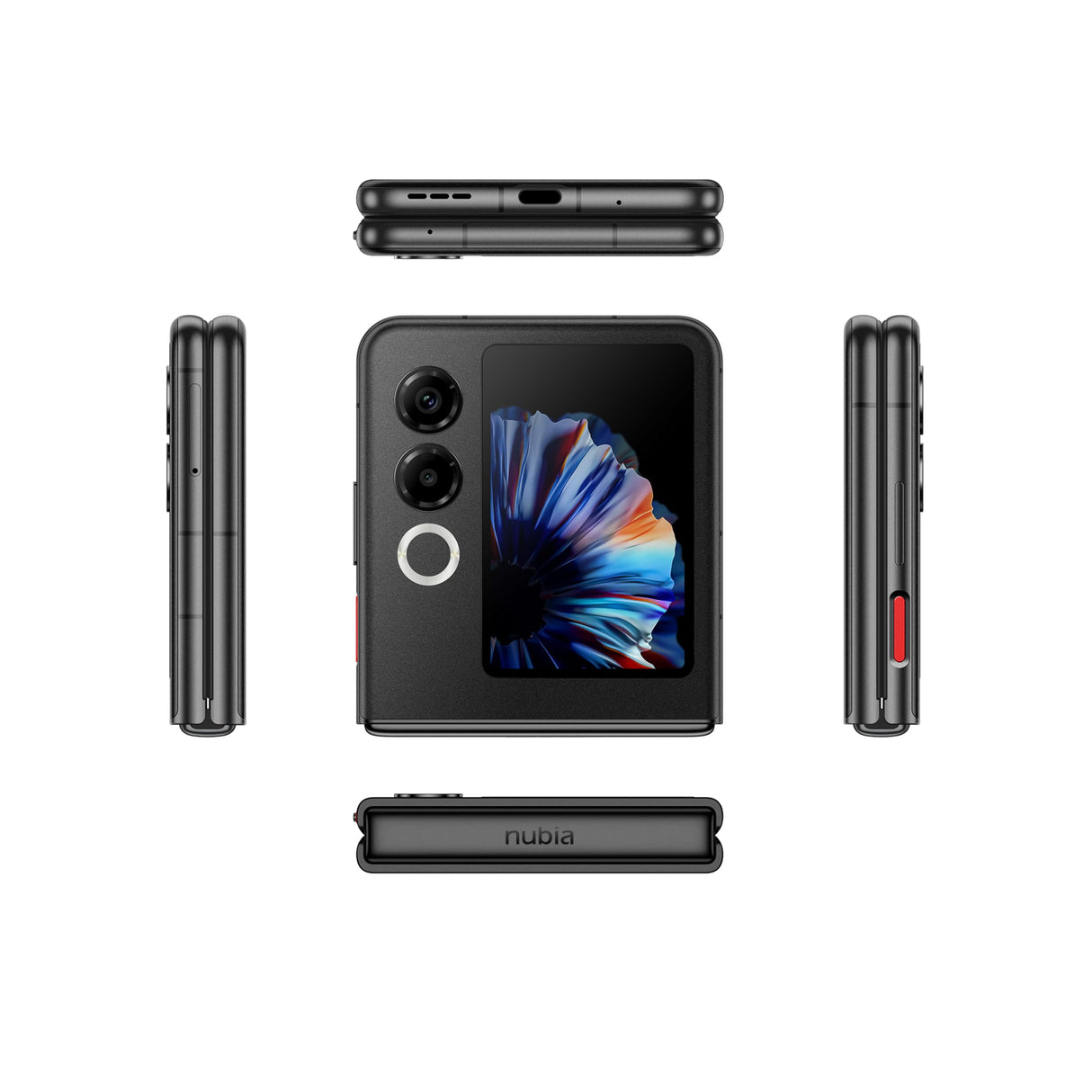 ZTE Nubia Flip 2 5G, Smartphone Plegable con IA, 8GB+256 GB, Pantalla FHD+ AMOLED 6,9" 120Hz, Cámara 50MP, Batería 4325mAh, Carga Rápida 33W, Android 14, Incluye Funda, Negro