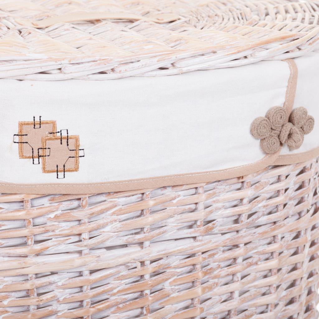 Creaciones Meng Cestos de Ropa y Cuévanos Ovala, Mimbre y Tela, Off Blanco, 51x56x37 cm, 5 Unidades