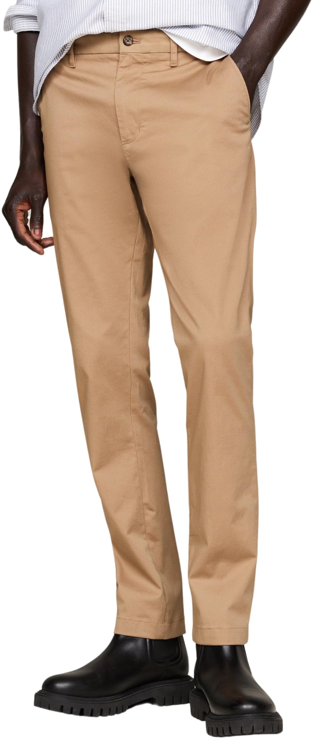 Tommy Hilfiger Pantalones Chino Hombre Bleecker Printed Structure Slim Fit, Beige (Safari Canvas), 34W/32L