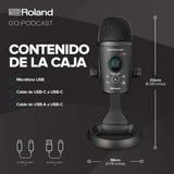 Roland Estudio de podcasting de vídeo para Smartphones GO:Podcast | Sencillo Sistema de livestreaming para podcasters, videobloggers y más | Intuitiva App de vídeo | Micrófono USB