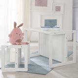 roba Grupo de Asiento de Estilo rústico para niños, 1 Taburete y un Banco para niños Convertible a la Mesa, Color Blanco
