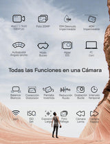 WOLFANG GA420 Cámara Deportiva Doble Pantalla 4K 60FPS 24MP, 10M Cuerpo/40M Impermeable, WiFi Webcam Videocámara Subacuática, Micrófono Dual, Control Remoto, EIS, 2x1350mAh Baterías,Accesorios