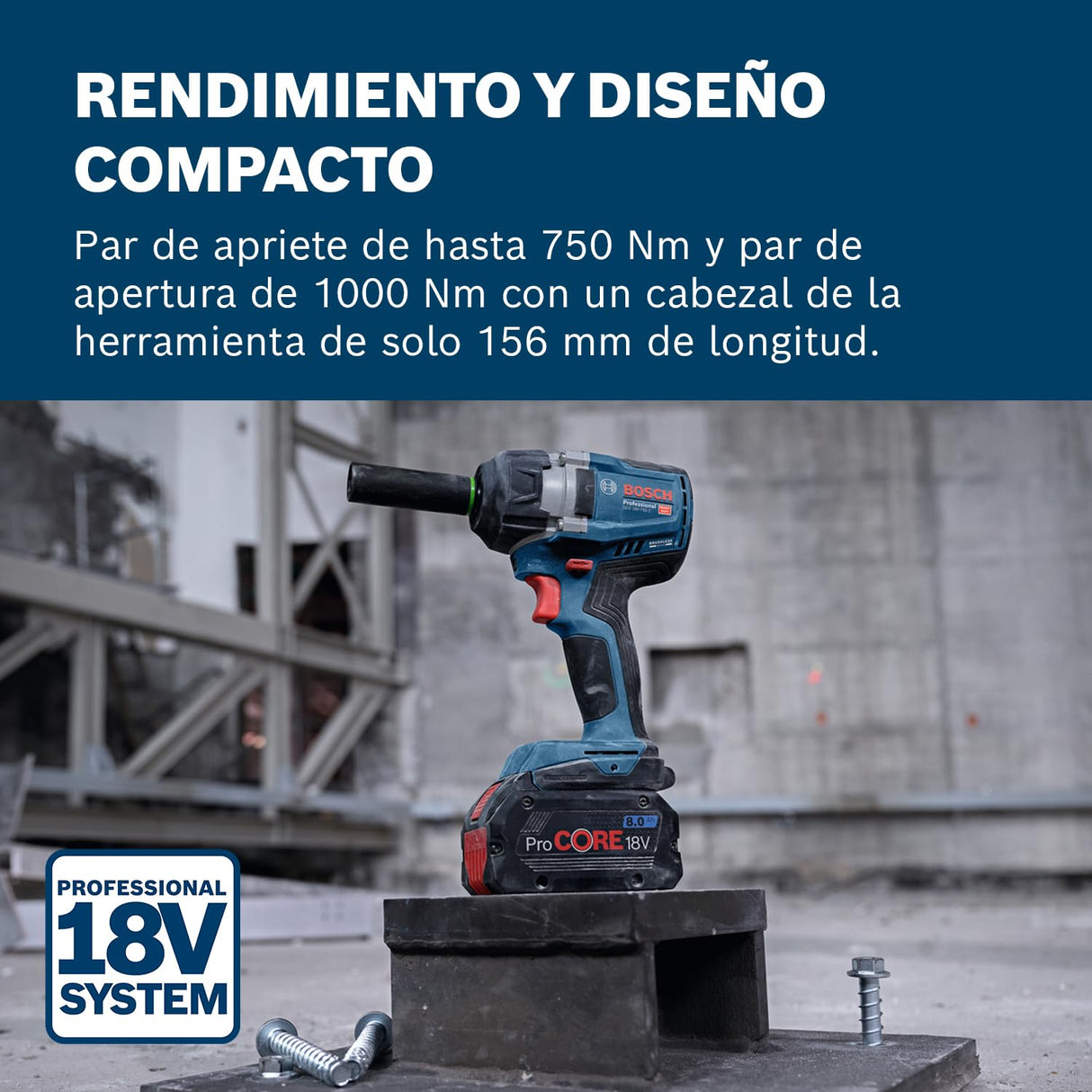 Bosch Professional 18V System atornillador de impacto a batería GDS 18V-750 C (incl. 2 baterías de 5,0 Ah, cargador GAL 18V-40, L-BOXX)