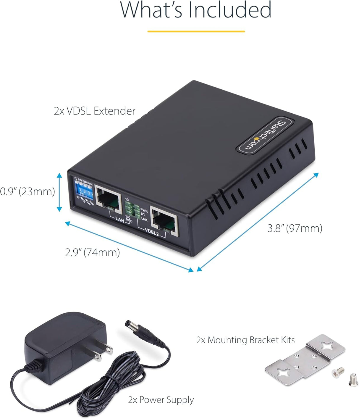 StarTech Juego Extensor de Ethernet VDSL2 - hasta 1km - Alargador de Red Ethernet LAN por Cable RJ11/CAT5e/6 - Reemplaza 110VDSLEXTEU