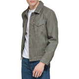 Levi's Chaqueta clásica para camionero de piel sintética para hombre, gris claro, M