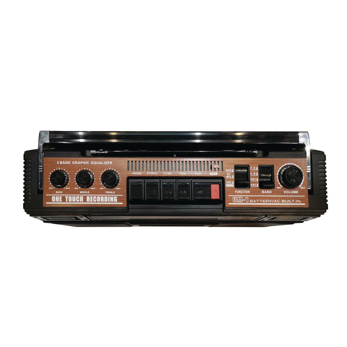 Supersonic SC-3201TBTWOD Bluetooth Retro 4 Band Radio Cassette USB Wood