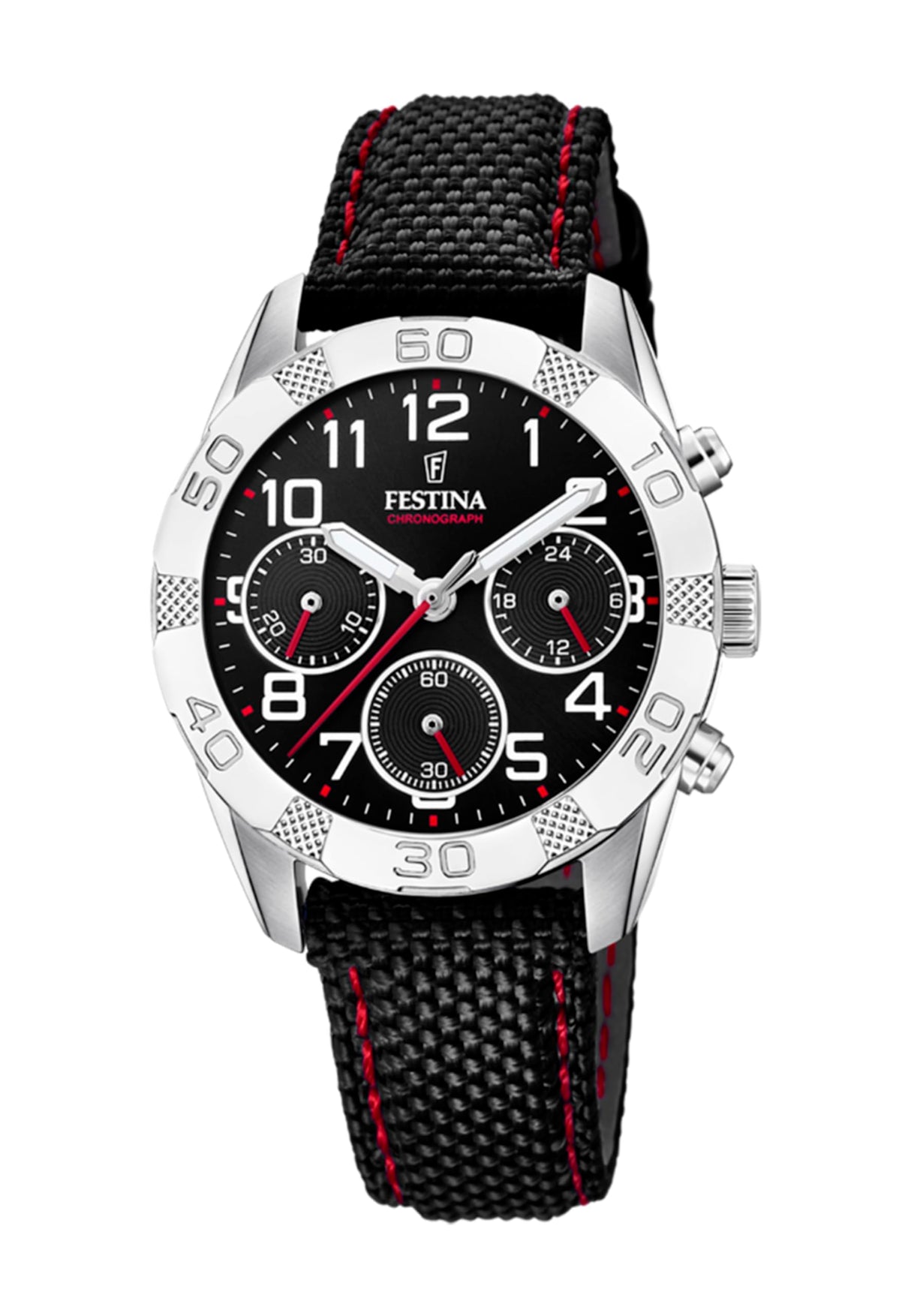Festina Reloj Infantil F20346/3 Junior Collection Caja de Acero Inoxidable 316l Plateado Correa de Cuero Negro