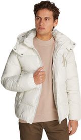 Calvin Klein Cazadora acolchada Hombre Essentials con capucha, Blanco (Ivory), XS