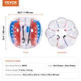 VEVOR Burbuja Inflable Diámetro de 1,2 m 2 Piezas Bola De Parachoques de Burbujas de PVC para Hámster Humano Grosor de 0,3 mm para Adolescentes Juegos al Aire Libre de Parachoques, Rojo y Azul