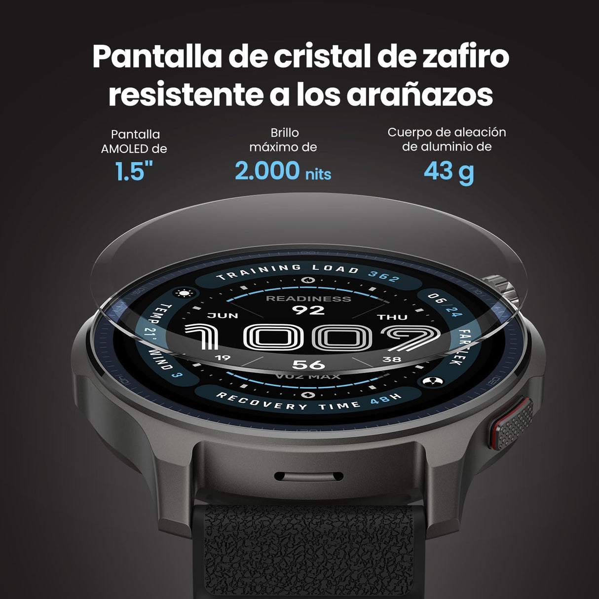 AMAZFIT Balance 2 Reloj Inteligente Hombre 47mm, Pantalla AMOLED 1,5" Cristal de Zafiro, smartwatch con NFC, GPS, batería de 21 días, 170+ Modos Deportivos, Hyrox, Golf, para Android y iPhone