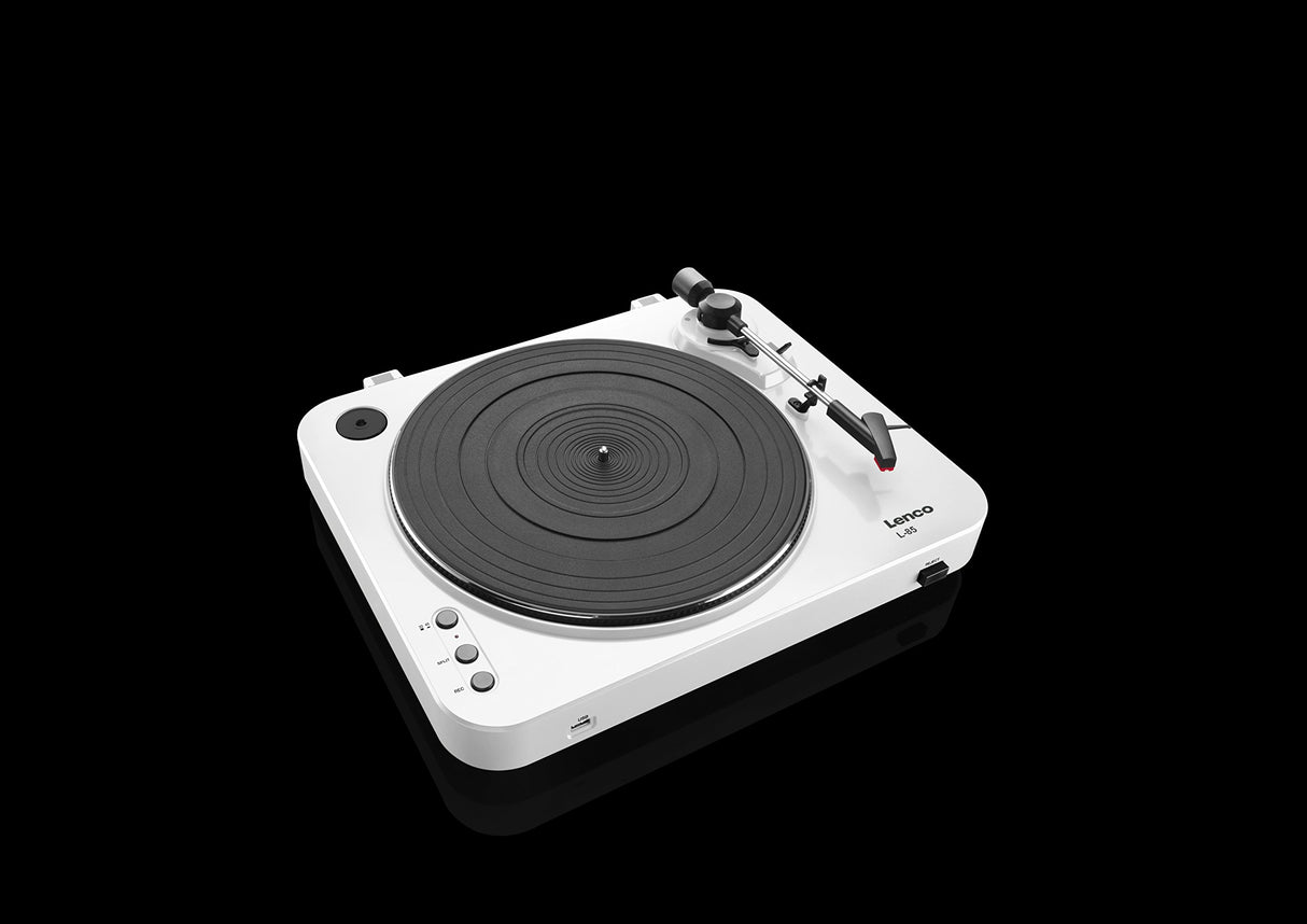Lenco L-85 Tocadiscos con USB, Semi Automático, 33 45 RPM, Estereo, 12W, Blanco