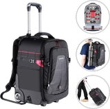 Neewer Maletín con Ruedas 2 en 1 para Cámaras: Antigolpes Acolchado y Extraíble, Asa Retráctil Oculta, para Cámara, Trípode, Flash, Lentes y Portátil. para Viajes en Avión