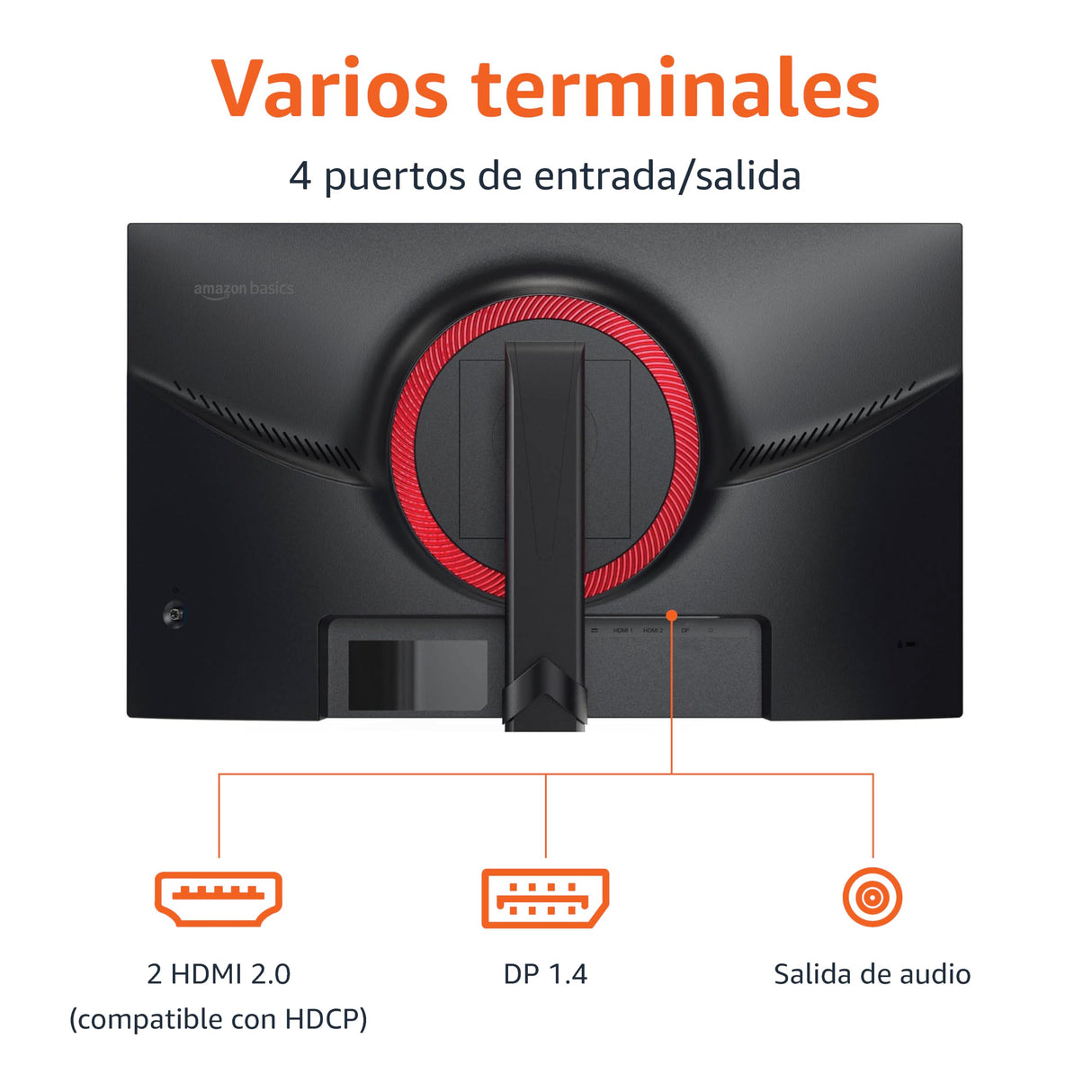 Amazon Basics Monitor para juegos de 24"/61 cm, FHD 1080p, 165 Hz, compatible con VESA, sincronización adaptativa, respuesta de 1 ms, Negro