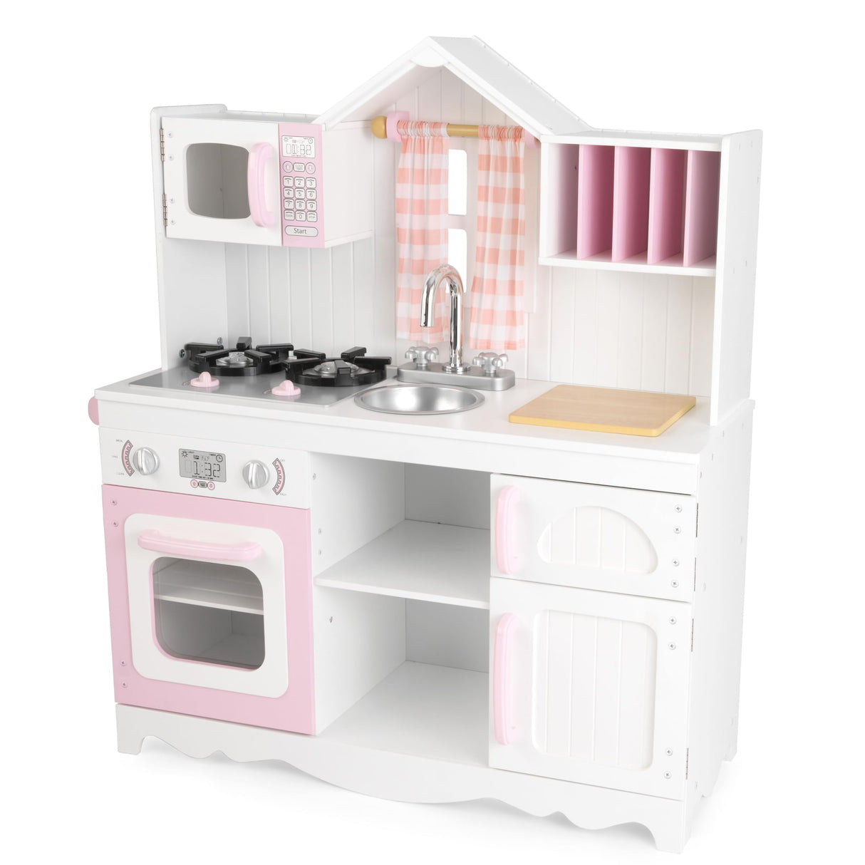 KidKraft Cocina de Juguete Modern Country de Madera, Cocinita Infantil con Cortinas, Juguetes niños 3+ años (53222) - Exclusivo en Amazon