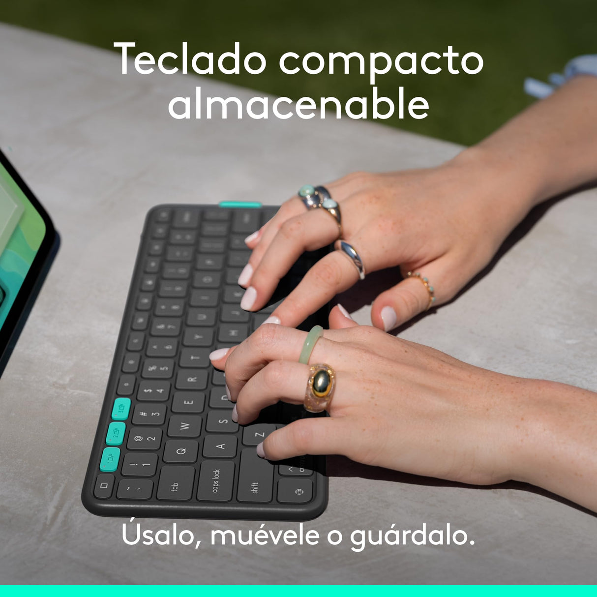 Logitech Flip Folio, funda con teclado para iPad Pro (M4) y iPad Air de 13 pulgadas (M2 y M3) (2024, 2025) – Funda protectora con Bluetooth almacenable, multidispositivo, QWERTY Español - Grafito