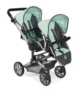 Bayer Chic 2000 - Cochecito de muñecas Linus Duo, Carrito de muñecas Gemelos para niños de 4 a 8 años, Melange Gris Oscuro, Menta, 690-67