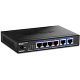 TRENDnet, TEG-S762, Conmutador de 6 Puertos 10G, 4 Puertos 2.5G RJ-45 Base-T, 2 Puertos 10G RJ-45, Capacidad de conmutación de 60 Gbps, Montaje en Pared, Conexiones de Red de 10 Gigabit, Negro