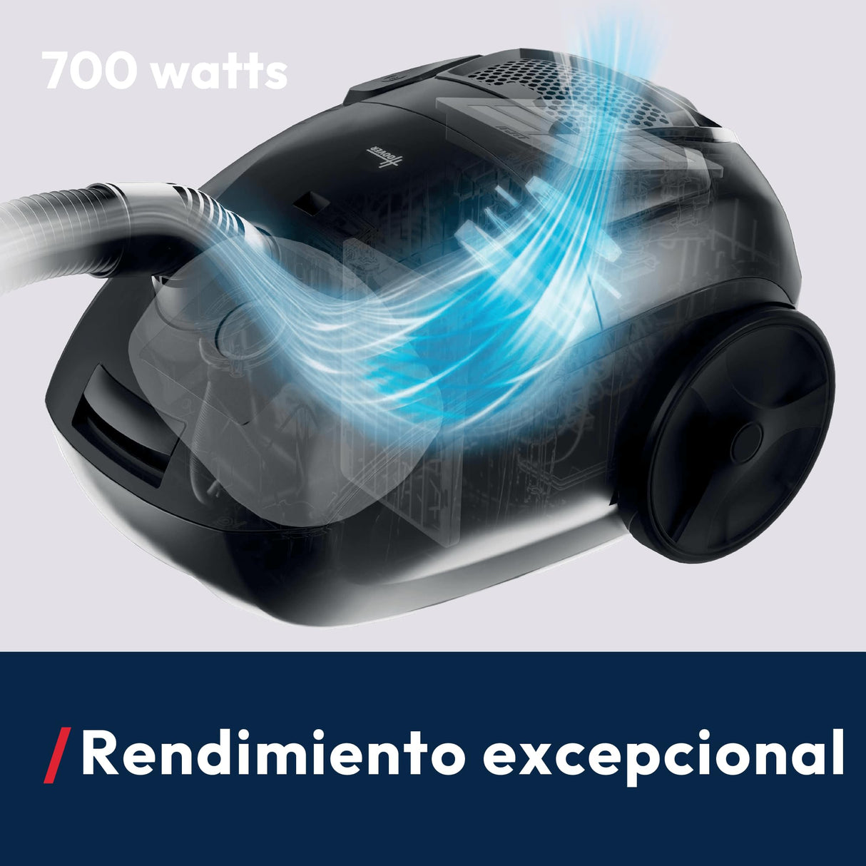 Hoover HE1 Compact – Aspirador con Bolsa para Suelos Duros y alfombras, con Cable, Filtro EPA, Bolsa de 2,5L, Accesorios Integrados y Radio de acción de 7,5 m [HEZ107HM]