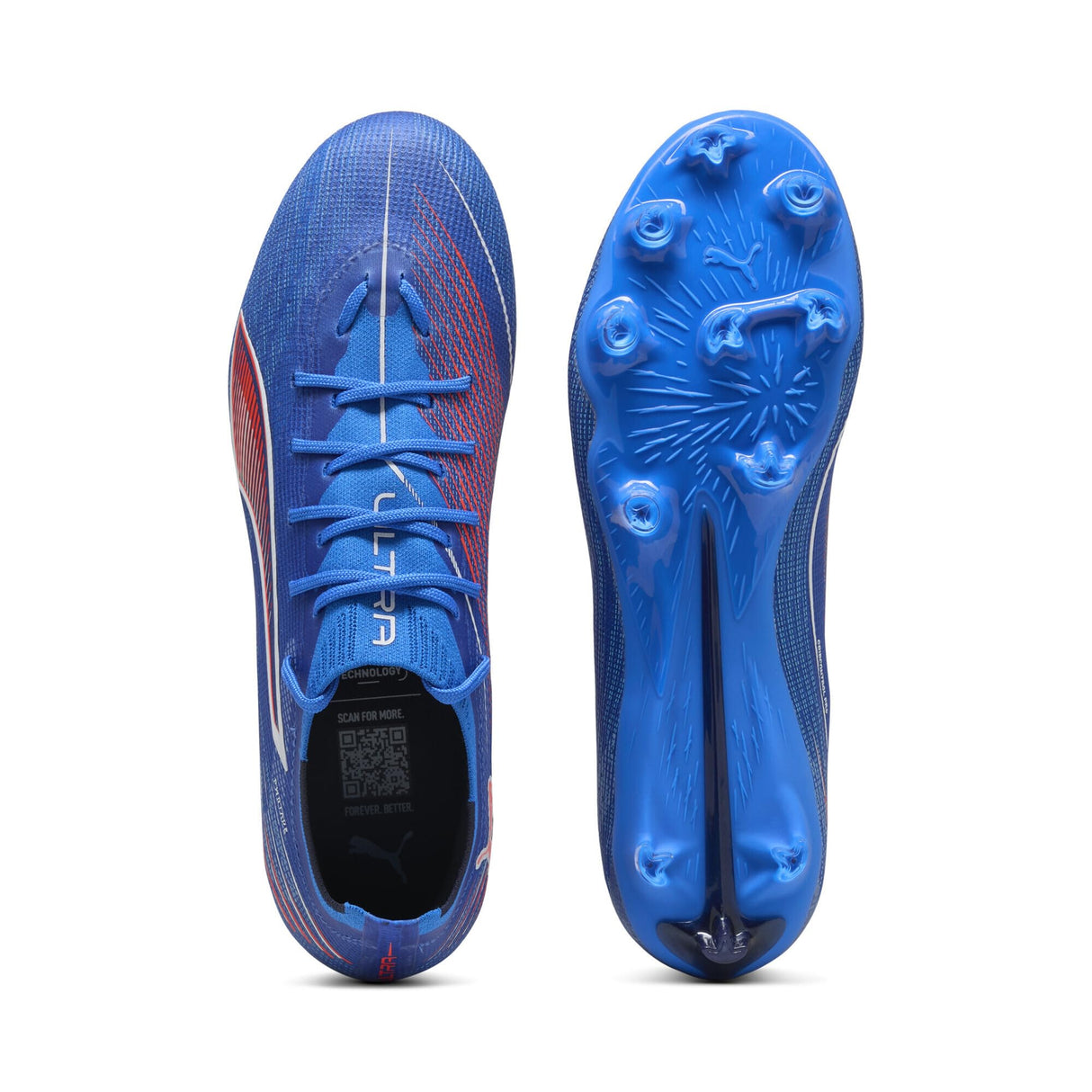 PUMA 6 Pro FG/AG, Zapatillas de fútbol Unisex Adulto, Ultra Blue White Glowing Red, 44.5 EU