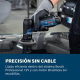 Bosch Professional 12V System lijadora orbital excéntrica a batería GEX 12V-77 (incl. plato de caucho montado con cierre por contacto de 77 mm, llave)