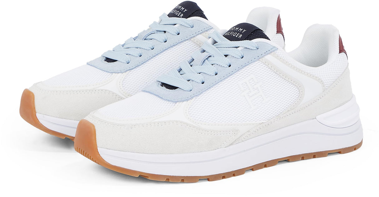 Tommy Hilfiger Runner Sneaker Mujer Casual Fashion Mix Elegante, Blanco (White), 40