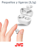 JVC HA-Z250T - Auriculares Inalámbricos con Bluetooth 5.3, 28 Horas de Batería, Certificación IPX4, Solo 5,1g de Peso, Cancelación de Ruido, 3 Pares de Almohadillas de Silicona y 2 de Espuma, Blanco