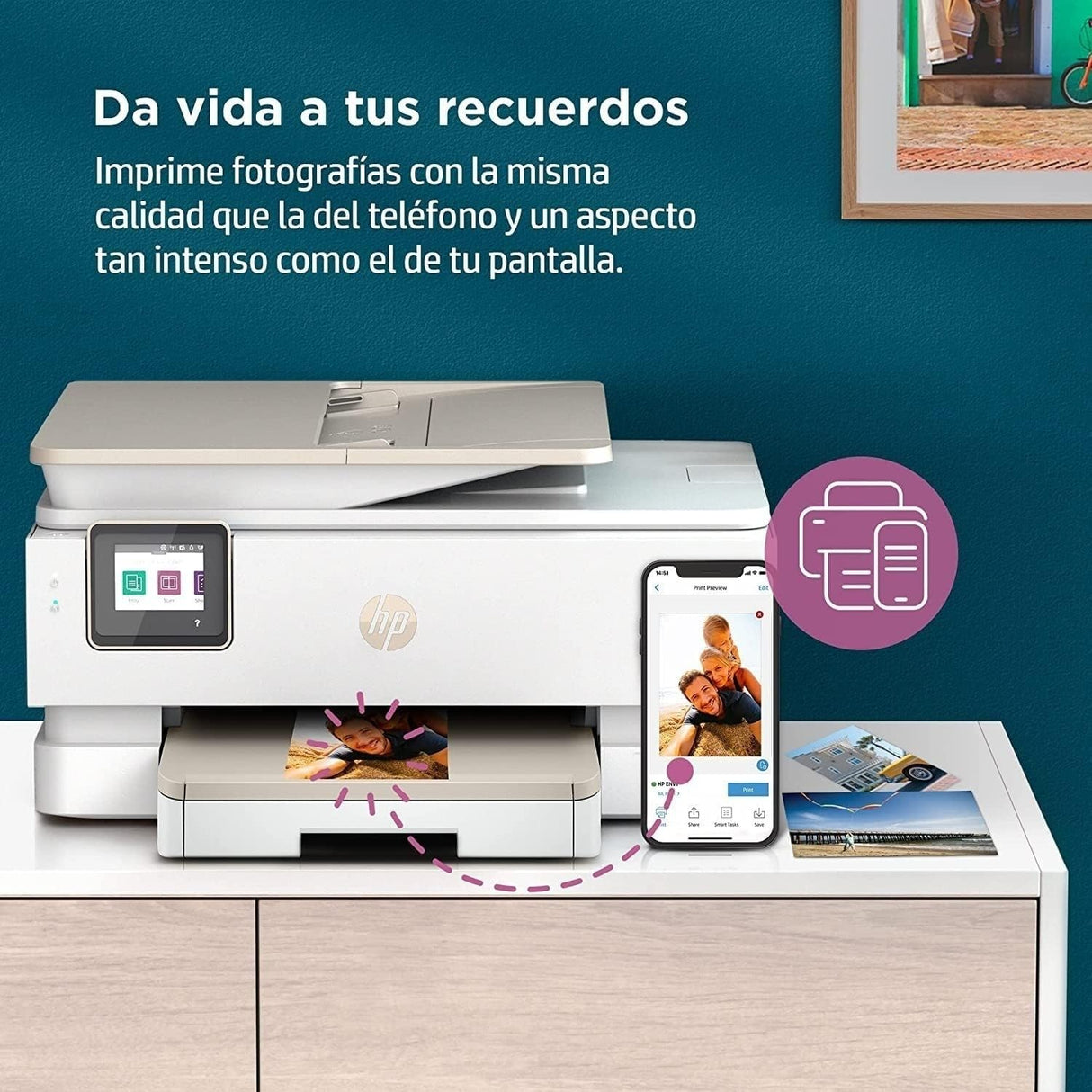 HP Envy Inspire 7920e 242Q0B, Impresora multifunción de inyección de tinta A4 a color, Conexión Wi-Fi, impresión a doble cara automática, 22 ppm, 3 meses de impresión Instant Ink con HP+, Blanca