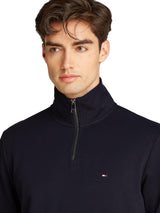 Tommy Hilfiger Sudadera con cremallera Hombre Essential Intechno 1/4 Zip con cuello alto, Azul (Desert Sky), 3XL