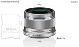 Objetivo Olympus M.Zuiko Digital 25 mm F1.8, Longitud Focal Fija rápida, Apto para Todas Las cámaras MFT (Modelos Olympus OM-D & Pen, Serie G de Panasonic), Plata