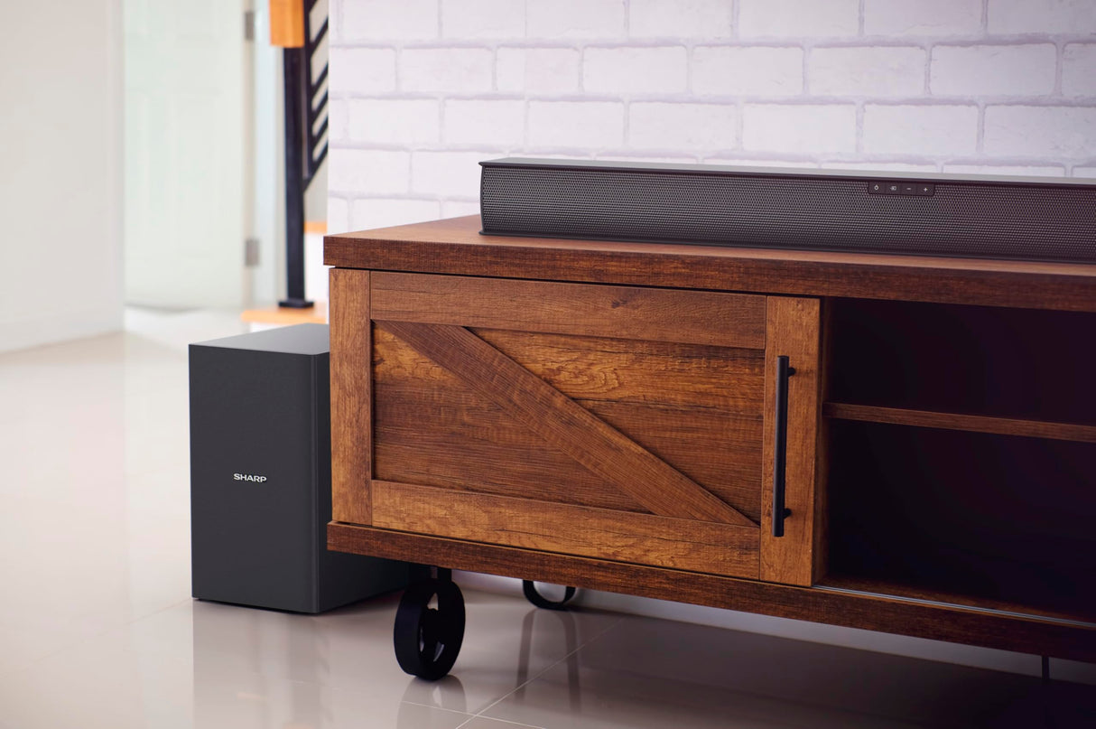 Sharp HT-SBW182 Soundbar 2.1 Slim con Subwoofer inalámbrico, Bluetooth con HDMI ARC/CEC, 160W, Audio óptico Digital, AUX, Negro, 74 cm