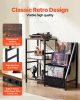 VEVOR Soporte para Tocadiscos 840 x 300 x 740 mm de 3 Niveles con Estación de Carga y Puertos USB, Admite Hasta 200 álbumes, Soporte para Tocadiscos con Almacenamiento de Discos de Vinilo, Negro