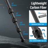 SIRUI AM-284 Profesional Carbono Fibra Travel Viaje tripode trípode Tripod para Camara cámara Reflex fotografia,Altura 7–117.5 cm,Carga Máxima 15 kg,4 Secciones de Patas, Bloqueo de Patas Giratorio