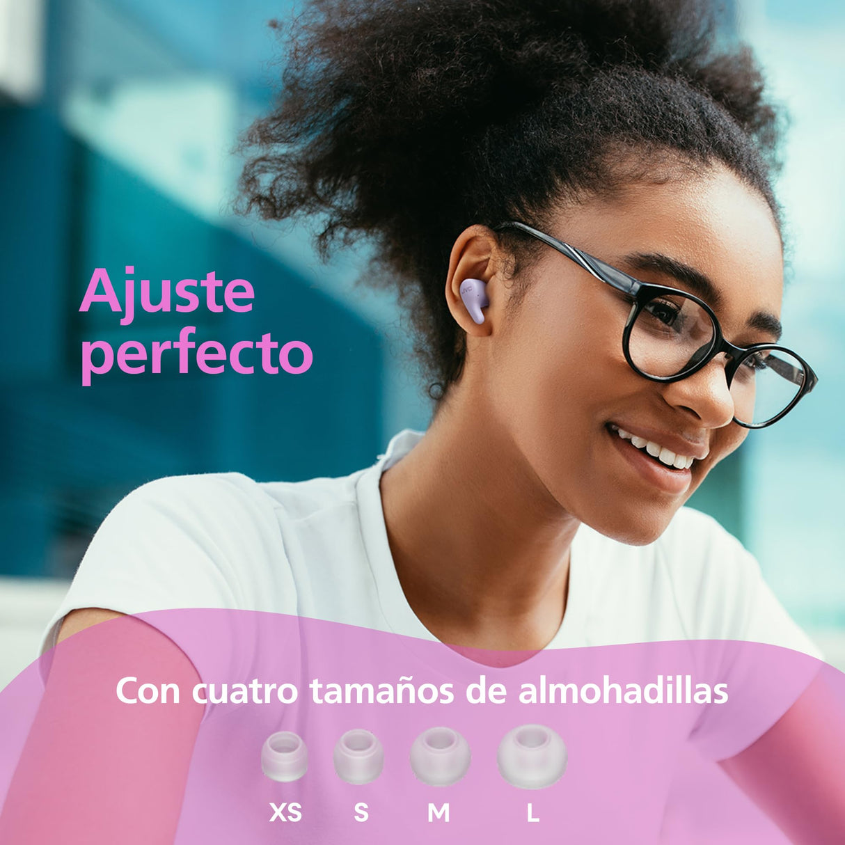 JVC Gumy Premium Auriculares Bluetooth True Wireless con Cancelación de Ruido, Bluetooth 5.4, Modo Ambiente, Baja Latencia, 26h batería, Estuche Translúcido USB-C, Violeta Grape Yogurt - HA-A23T-V