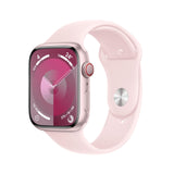 Apple Watch Series 9 [GPS + Cellular] Smartwatch con Caja de Aluminio en Rosa de 45 mm y Correa Deportiva Rosa Claro - Talla M/L. Monitor de entreno, App Oxígeno en Sangre, Resistencia al Agua