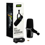 Shure MV7+ Podcast Mikrofon-Verbessertes Audio, LED-Touchpanel, USB-C- und XLR-Ausgänge, Auto-Level-Modus, digitaler Pop-Filter, Halleffekte, Podcasting, Streaming, Aufnahme - Schwarz