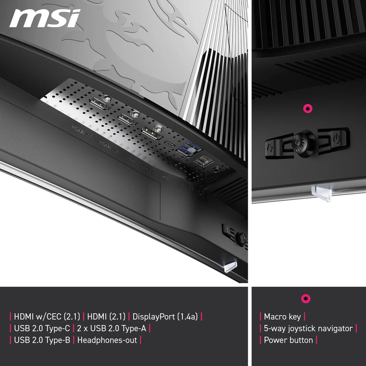 MSI, MPG 321CURX QD-OLED, 32 Pulgadas,4K UHD, 3840x2160,1700R,Monitor OLED, 240Hz,0,03ms, DisplayHDR True Black 400, Compatible con G-Sync, HDMI 2.1, DP 1.4a, USB C 98W PD, Ajustable en Altura, Negro