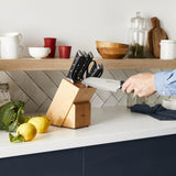Tefal Ice Force – Bloque de 7 cuchillos: Pan 20 cm, Chef 20cm, Santoku 18 cm, Universal 11cm, Pelar 9cm | Acero Inoxidable Alemán, Corte Preciso, Mango Remachado, Resistente a la Corrosión