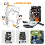 Lowepro ProTactic BP 450 AW III, versión Actual Mochila para Cámara, Acceso 4 Puntos, Bolsa Profesional Cámara, DSLR/Dron/Sin Espejo, Portátil hasta 16", Protector Lluvia, Videógrafo, Volumen 28L